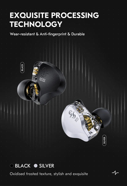 CCZ DC02 HiFi Wired Earphones Dynamic in Ear Earphones Stereo Earphones with Detachable Cable Custom Music Game Office Gifts