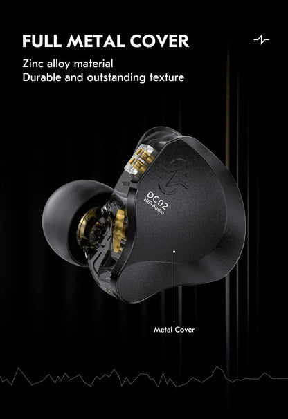 CCZ DC02 HiFi Wired Earphones Dynamic in Ear Earphones Stereo Earphones with Detachable Cable Custom Music Game Office Gifts