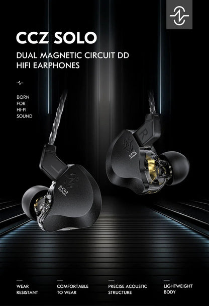 CCZ DC02 HiFi Wired Earphones Dynamic in Ear Earphones Stereo Earphones with Detachable Cable Custom Music Game Office Gifts